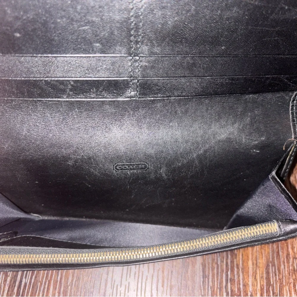 Coach Leather logo Long Wallet - Black